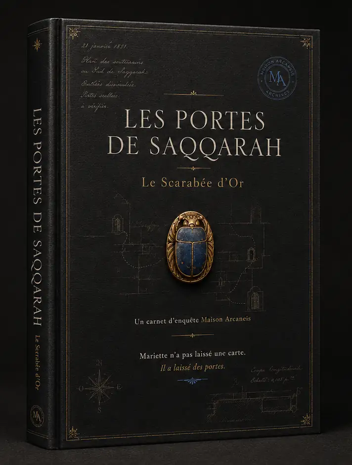 Carnet d’enquête premium Les Portes de Saqqarah, Le Scarabée d’Or, Maison Arcaneïs